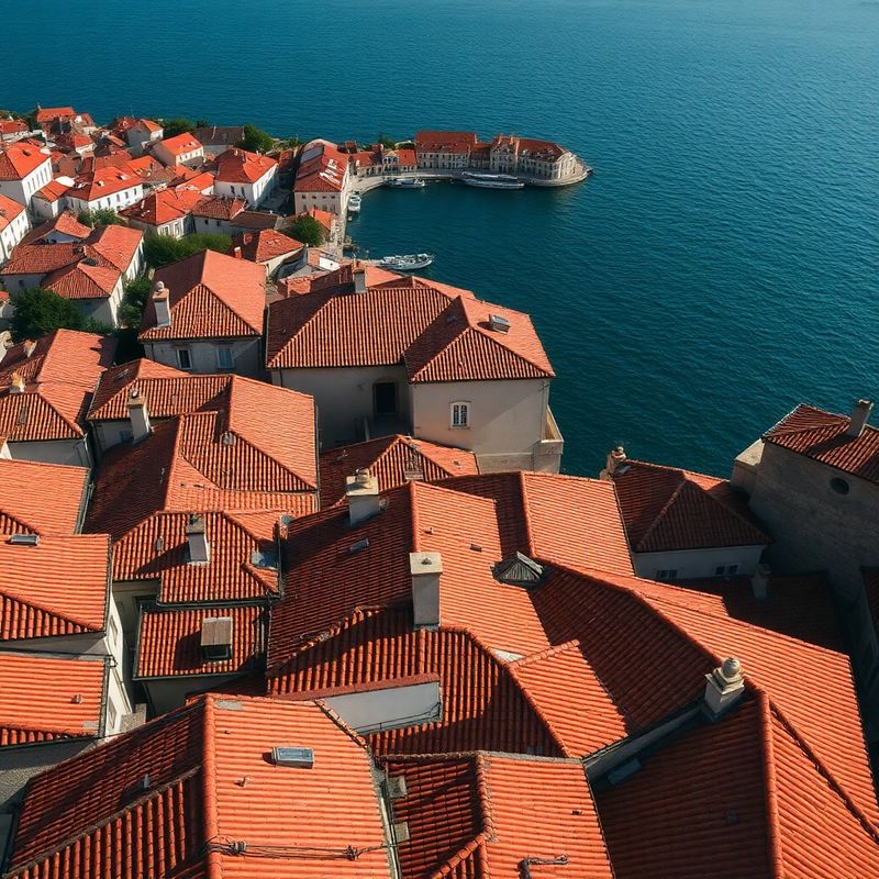 Pogled iz zraka na staru gradsku jezgru Šibenika i Jadran