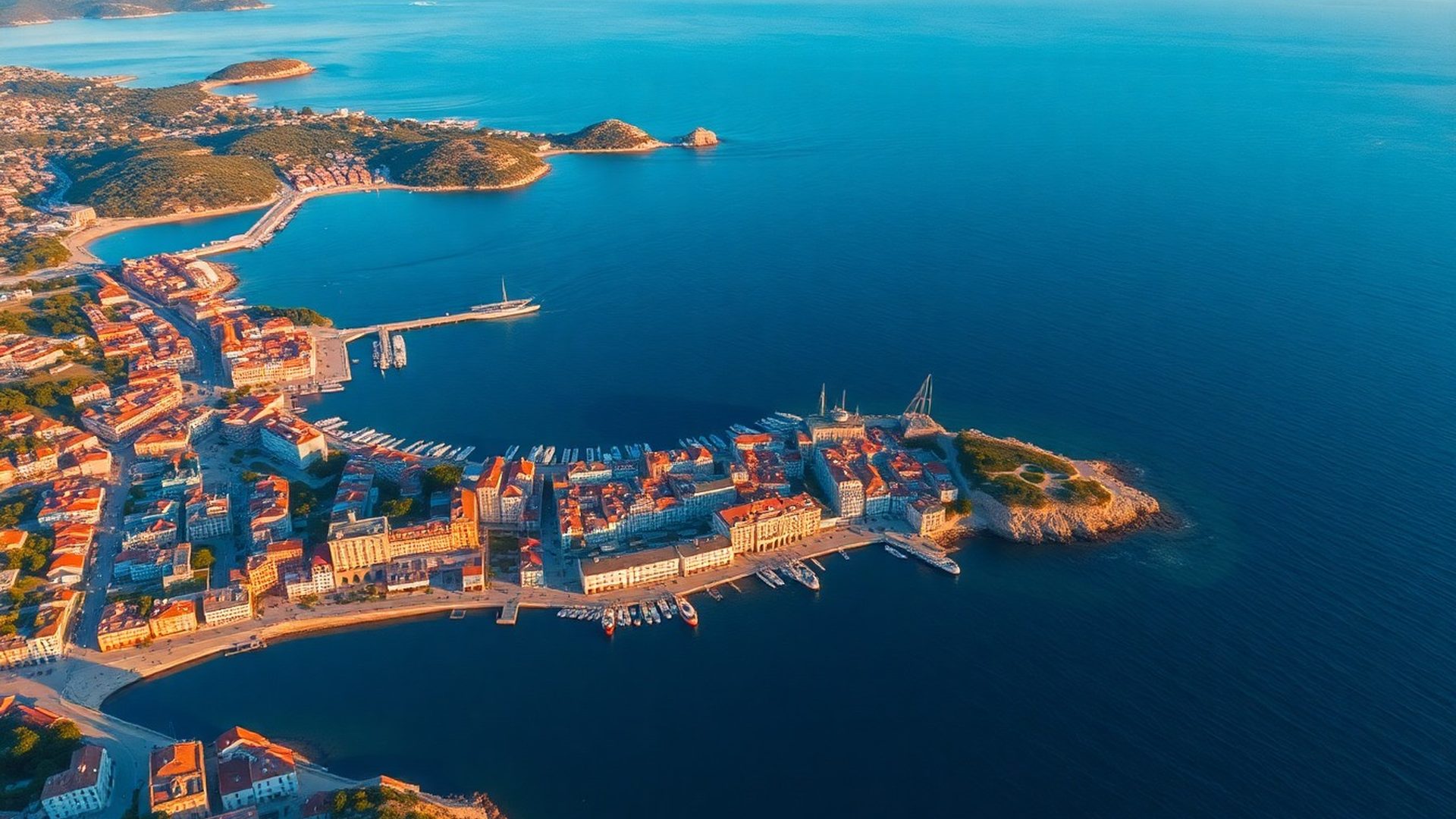 Zračni pogled na Pulu i Jadransko more