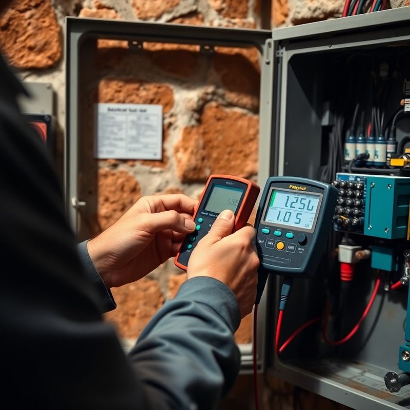 Ruke tehničara na otvorenom električnom ormariću tijekom dijagnostike